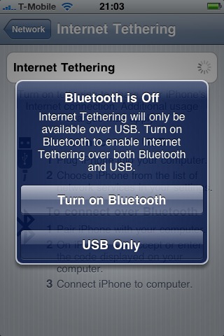 iPhone tethering