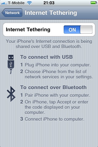 iPhone tethering