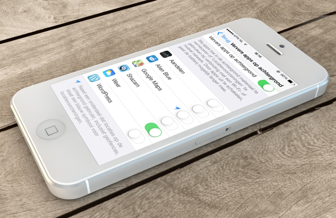 Op achtergrond verversende iPhone-apps aan- of uitzetten