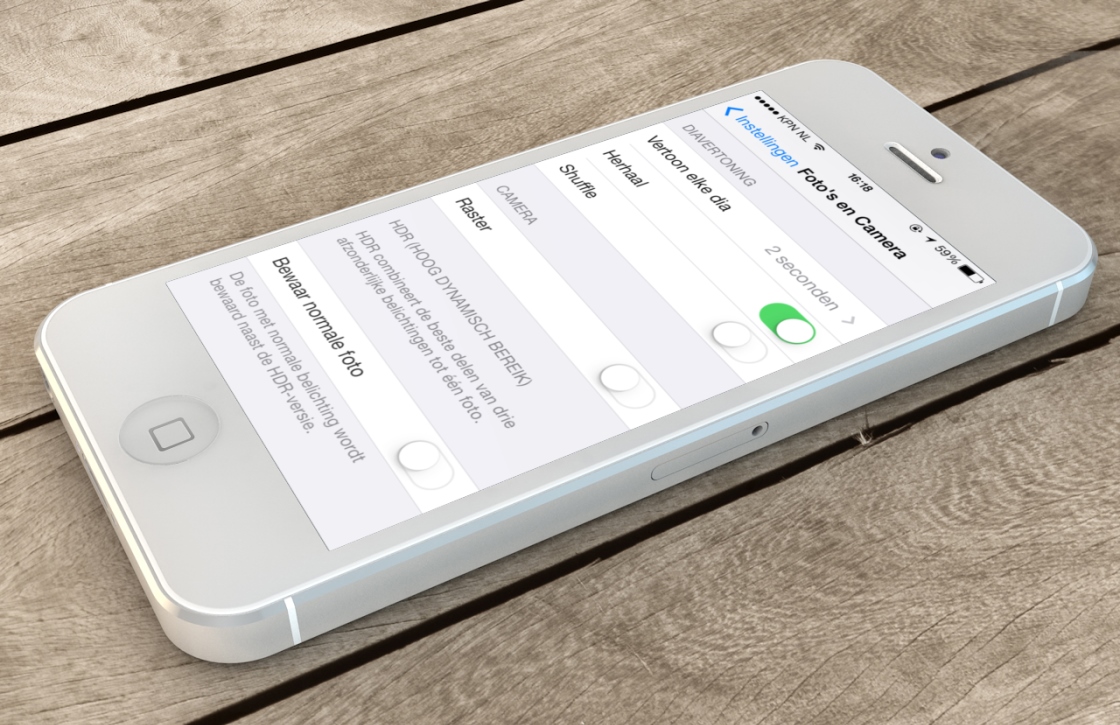 iOS 7 camera raster inschakelen