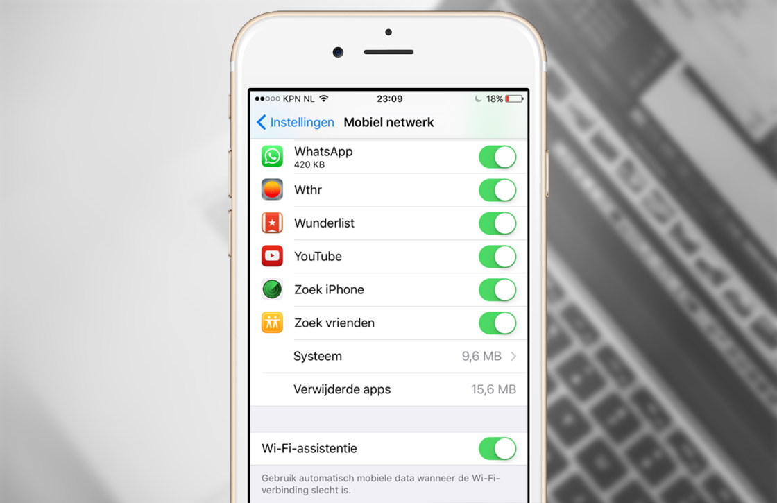 Tip: schakel Wifi Assist uit om data te besparen