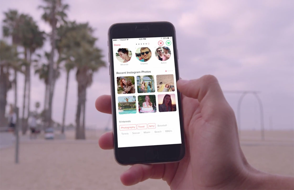 Tinder-app geüpdatet: makkelijker matches vinden en webprofielen