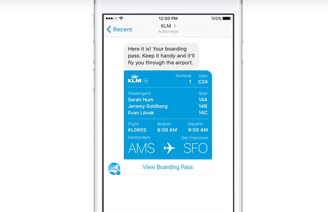 Inchecken bij KLM doe je via Facebook Messenger