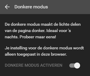 donkere modus youtube