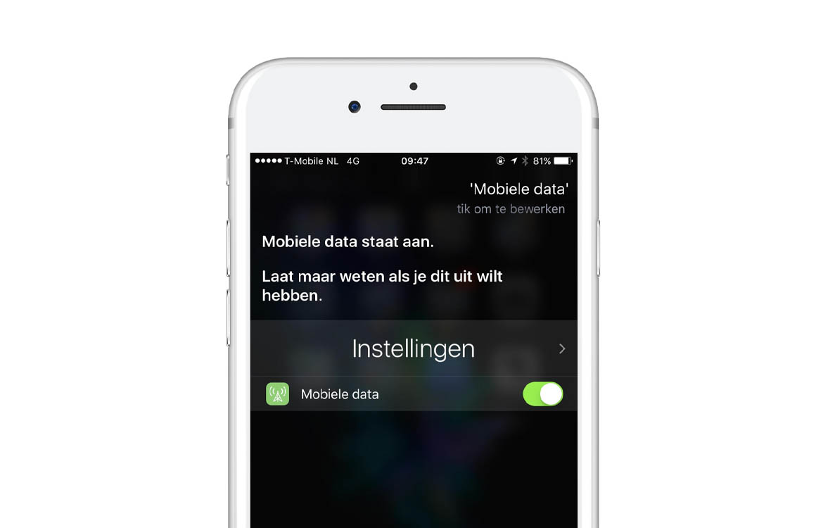 mobiele data uitschakelen via siri