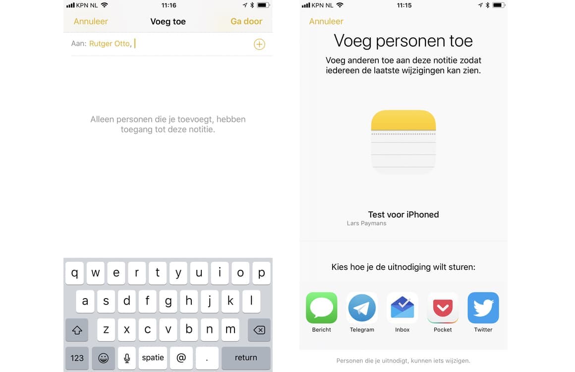 iPhone Notities delen