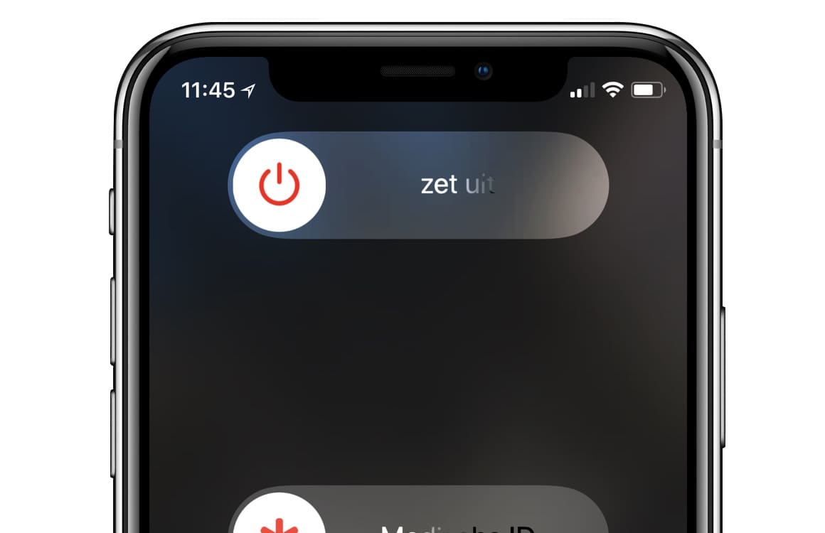 iPhone X (en nieuwere toestellen) uitzetten en opnieuw opstarten