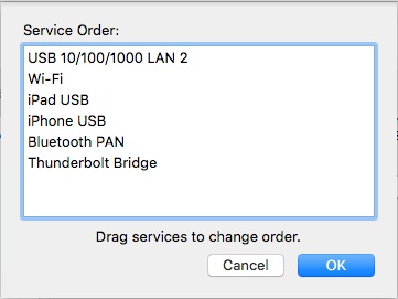 Mac netwerkvoorzieningen volgorde