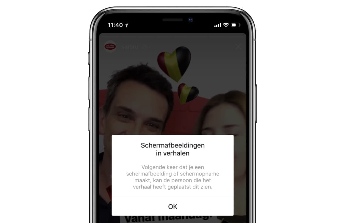 Instagram screenshot notificatie