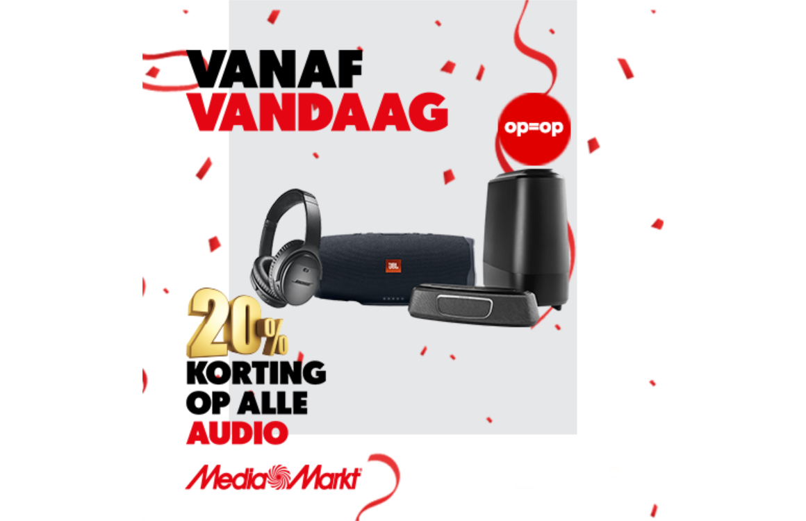 Deals: 20% korting op alle audioproducten van MediaMarkt