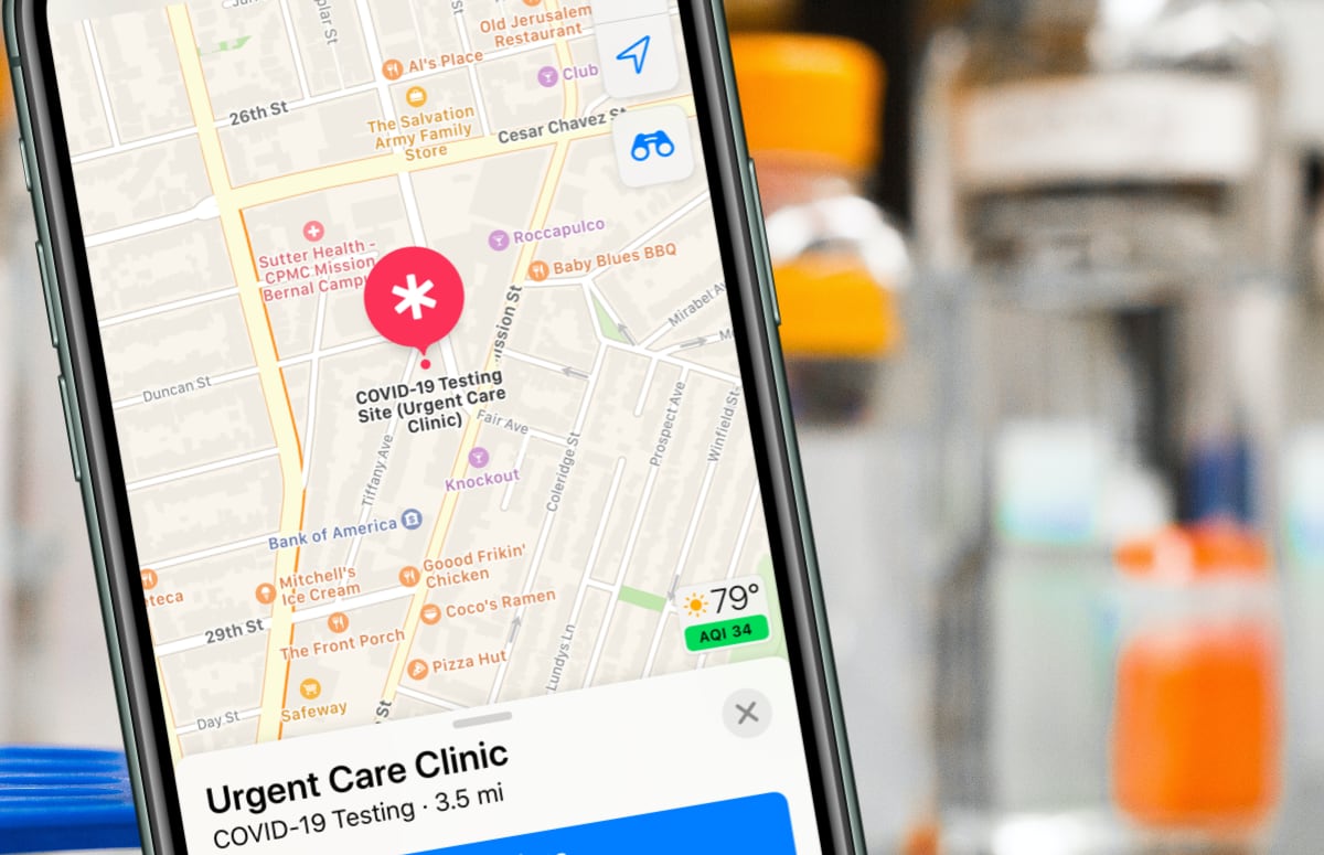 Apple plaatst testlocaties voor coronavirus op Apple Maps