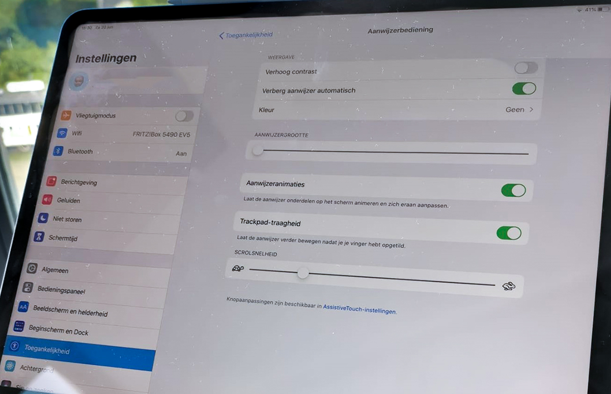 ipad scrolsnelheid trackpad aanpassen