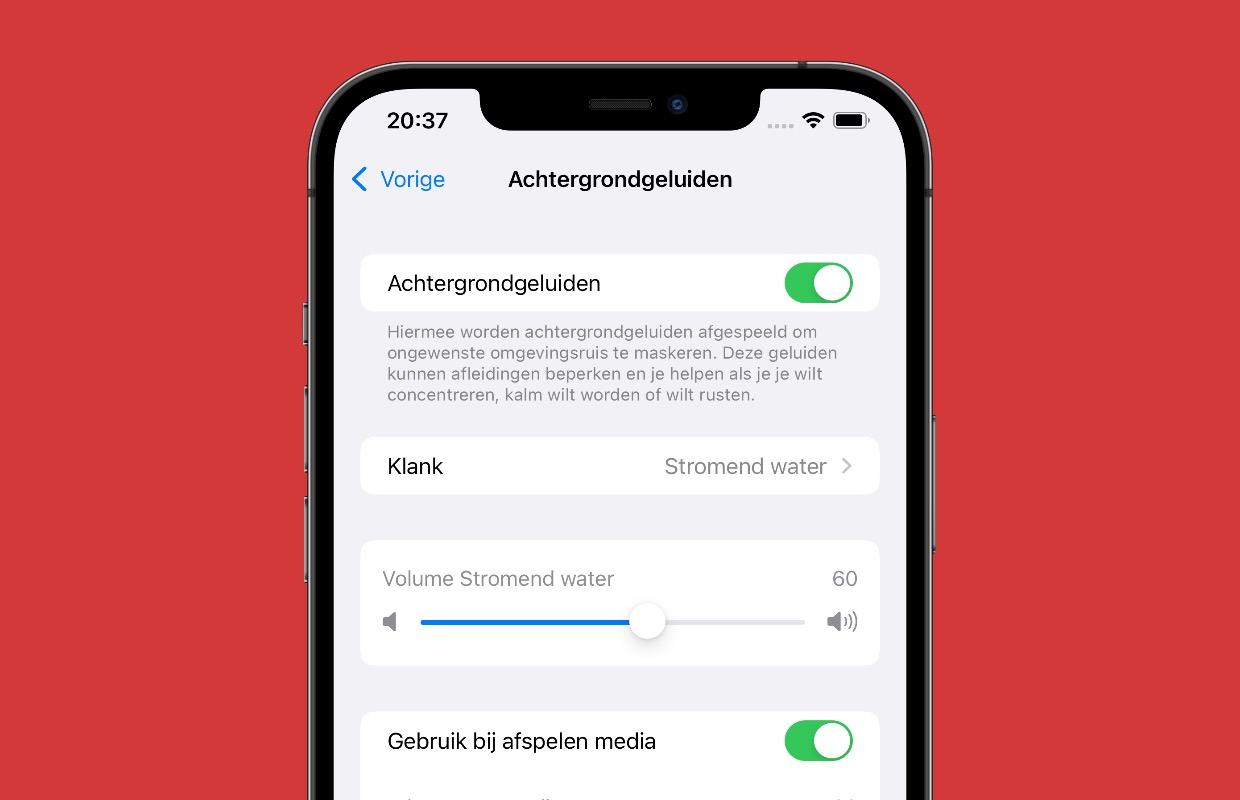 iOS 15: Zo zet je rustgevende achtergrondgeluiden aan